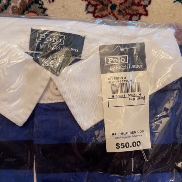 Boys blue long sleeve Rugby Polo by Ralph Lauren - Picture 2 of 2